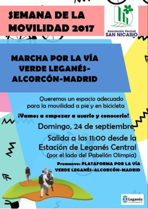 Cartel: Marcha por la Vía Verde Leganés-Alcorcón-Madrid