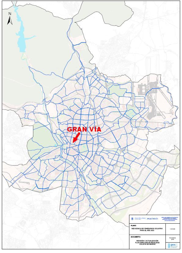 Red ciclista Básica señalando la Gran Vía