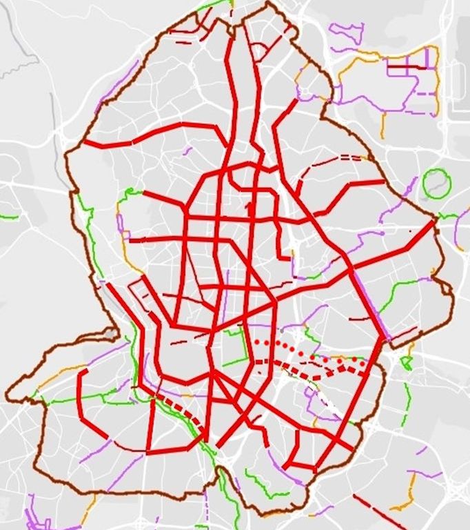 Mapa de la Red ciclista propuesta por Pedalibre para 2021